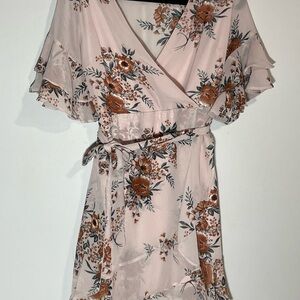Haute Monde Pink and Brown Floral Mini Dress